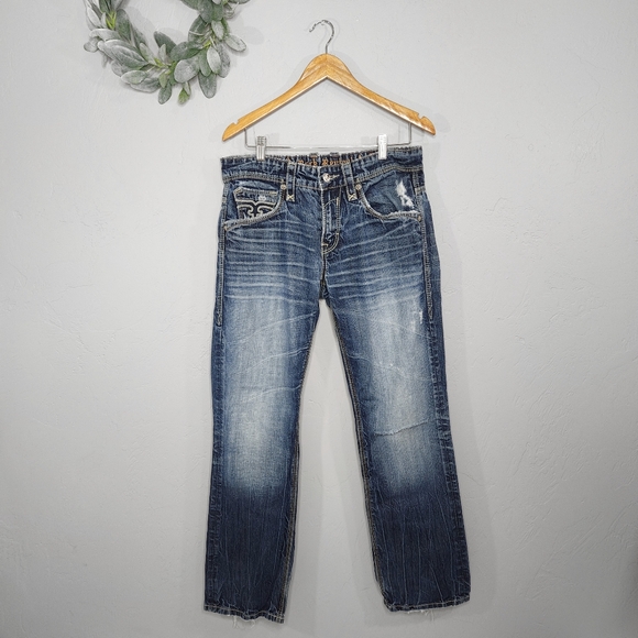 Rock Revival Other - Rock Revival Jake Straight Distressed Blue Jeans Men's 32